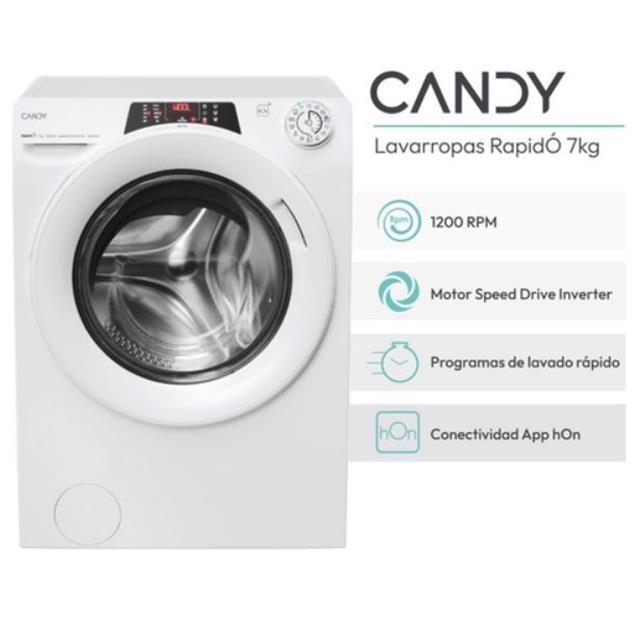 Lavarropas Candy C/Frontal 7kg 1200rpm Inverter (RO1274DWMT)