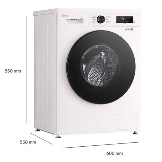 Lavarropas LG Inverter Direct Drive C/F 8kg 1200 Rpm Blanco (WM80GW)