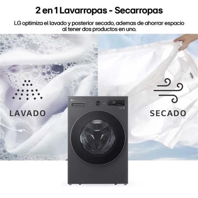 Lavasecarropas LG Inverter Direct Drive 15/8kg Gris (WD15EGNTSPG)