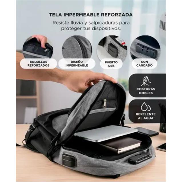 Mochila Gadnic South Port Pro Portanotebook C/ Usb Gris (MOCH0563)