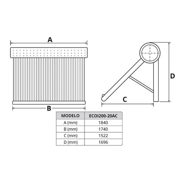 Termotanque E-Cologica Solar Presurizable C/Intercambiador De Calor (ECOI200-20AC)