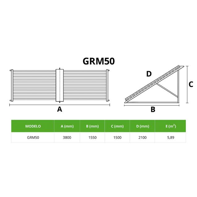 Kit Para Climatizar Piscinas E-Cologica Con Colectores No Presurizable P/ Piscina 40000 Lts (GRM50)