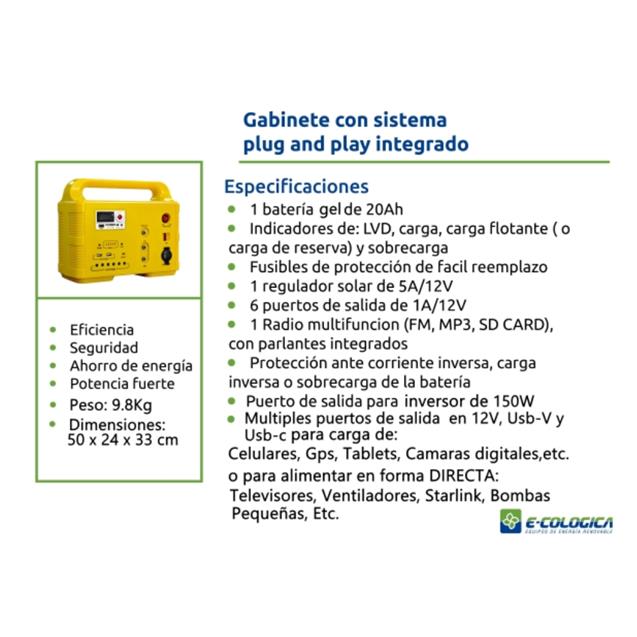 Kit E-Cologica Generador Solar + Panel Solar + 6 Luces Led De 3w (SG1250)