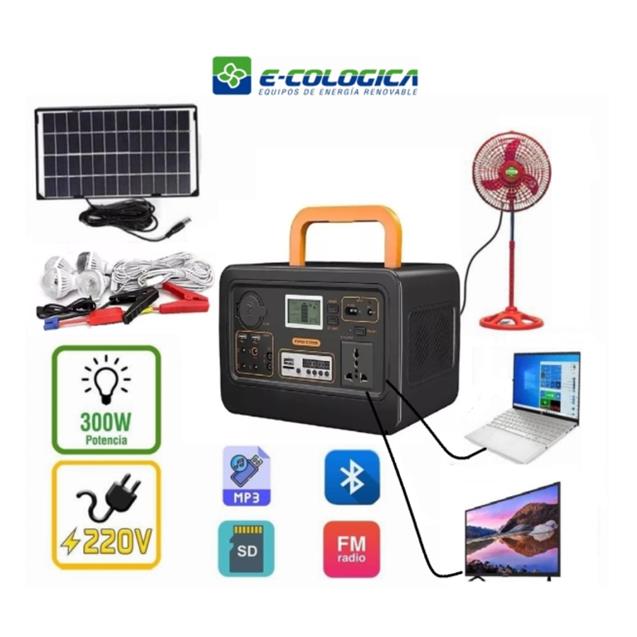Generador E-Cologica Solar + Panel Solar Portátil Con Accesorios (SE12)