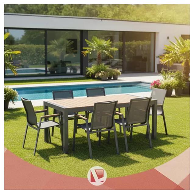 Juego De Jardín Utile 9 Piezas Aluminio Y Madera Apolo (21713)