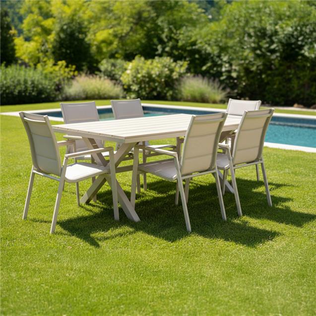 Juego De Jardín Utile 7 Piezas Aluminio Y Madera Perseo (21705)