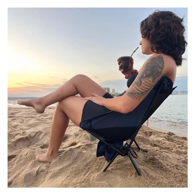 Silla Camping Origami Desarmable Azul Acero