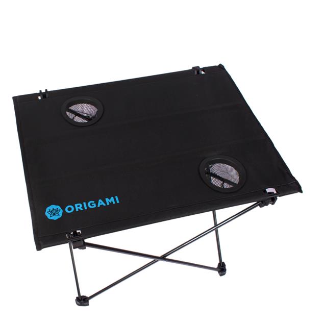 Mesa Camping Origami Desarmable Negra Aluminio