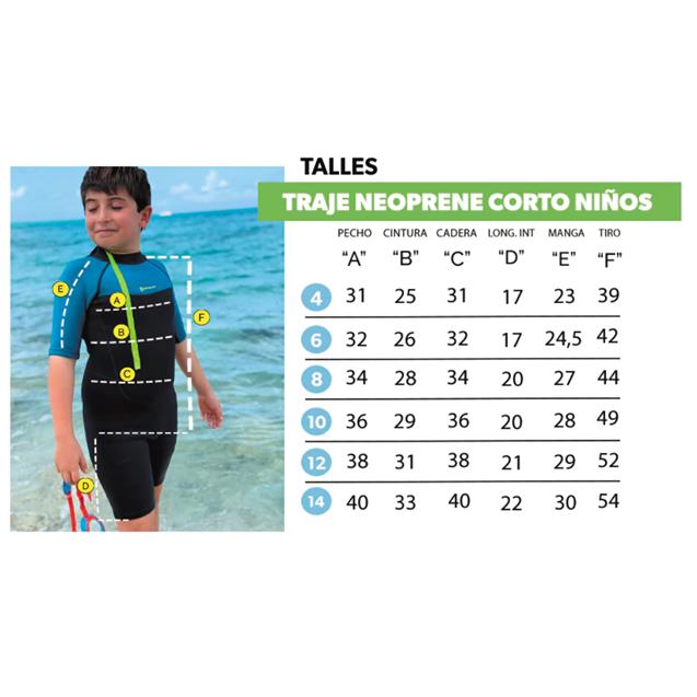 Traje Neoprene Origami Corto Niñ@S  2 Mm Ultra Streach Talle 10