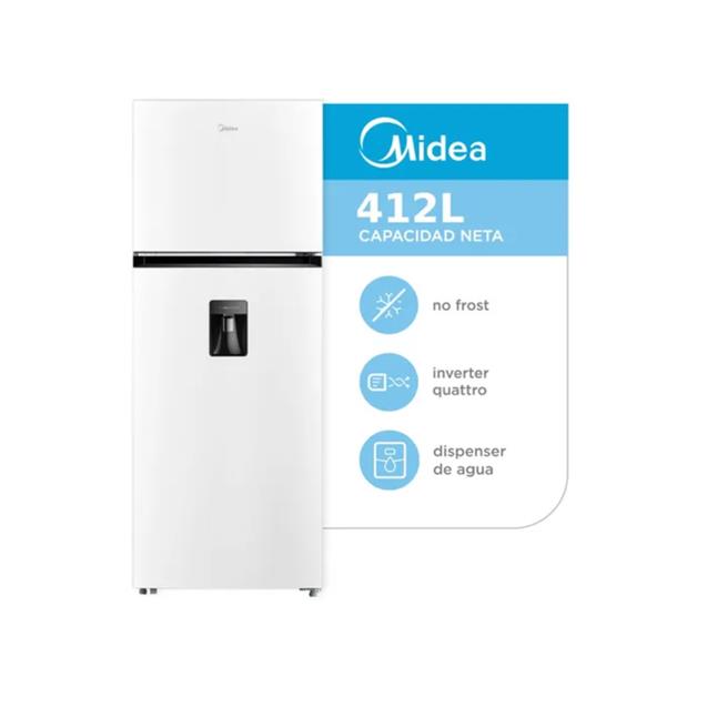 Heladera Midea Top Mount No Frost Inverter con freezer 412L Blanco (MDRT580)