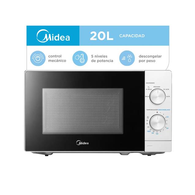 Microondas Midea 20 Lts Mecánico Blanco (MWMN120WAR1)