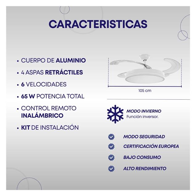 VENT. DE TECHO ABON GARDEN AGZ42300BL ZENTRA RETRACTIL BLANCO