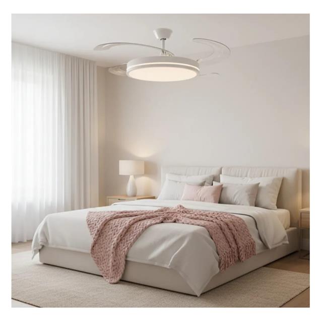 Ventilador De Techo Abon Garden Zentra Retráctil Blanco C/ Aspas Transparentes (AGZ42300BL)