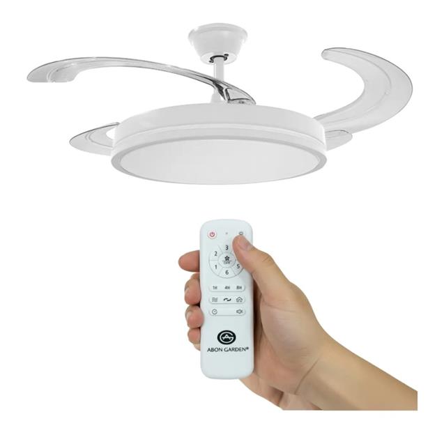 Ventilador De Techo Abon Garden Zentra Retráctil Blanco C/ Aspas Transparentes (AGZ42300BL)