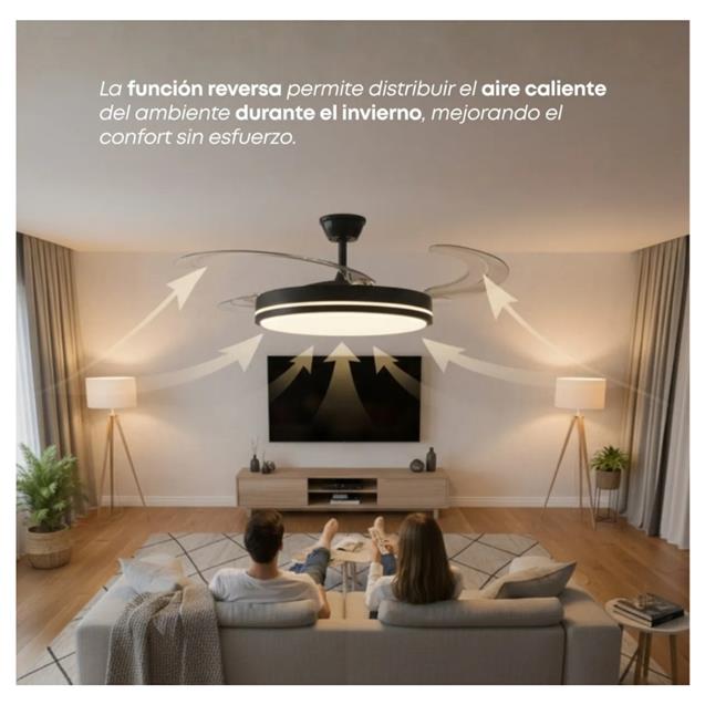 Ventilador De Techo Abon Garden Zentra Retráctil Negro negro C/ Aspas Transparentes (AGZ42300NE)