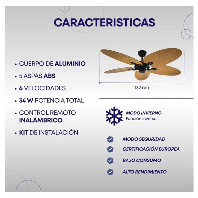 Ventilador De Techo Abon Garden Línea Zentra (AGZ 52 400 - NE OS)
