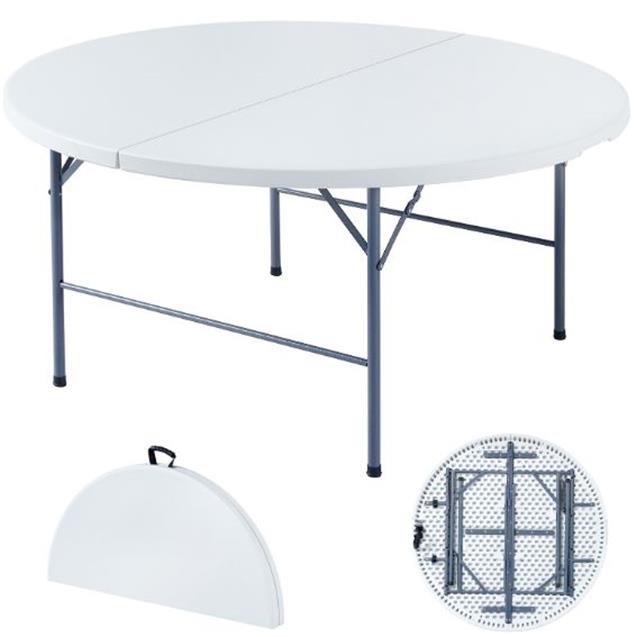 Mesa Redonda Portátil Crystal Rock Blanca 153x74