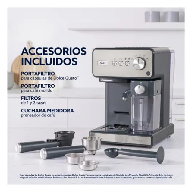 Cafetera Oster Express 15 Bares Silver (EM6604SAR)