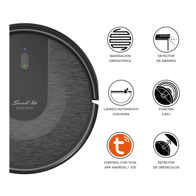 Aspiradora Smartek Ava Evolution Wi-Fi Robot 3en1