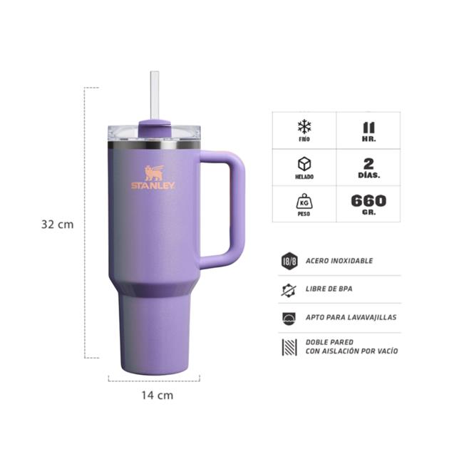 Vaso Stanley Quencher 1.18 lts Periwinkle Shimmer, Purpura Con Brillo (10825-503)