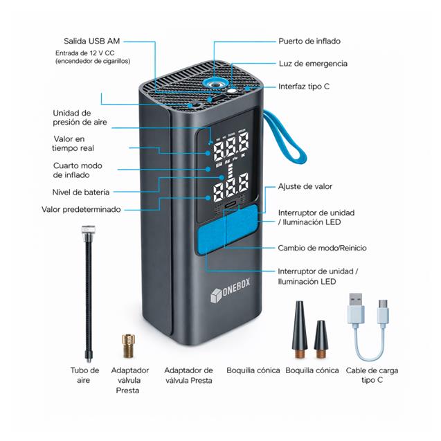 Inflador One Box OB-D1 Digital Portátil
