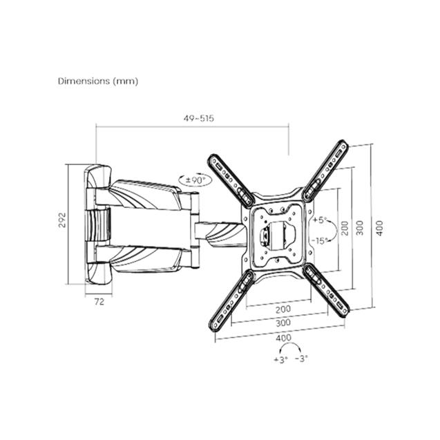 Soporte Onebox 23" A 65" 40kg Movil Extensible Hasta 51.2cm (OB-EMC25)