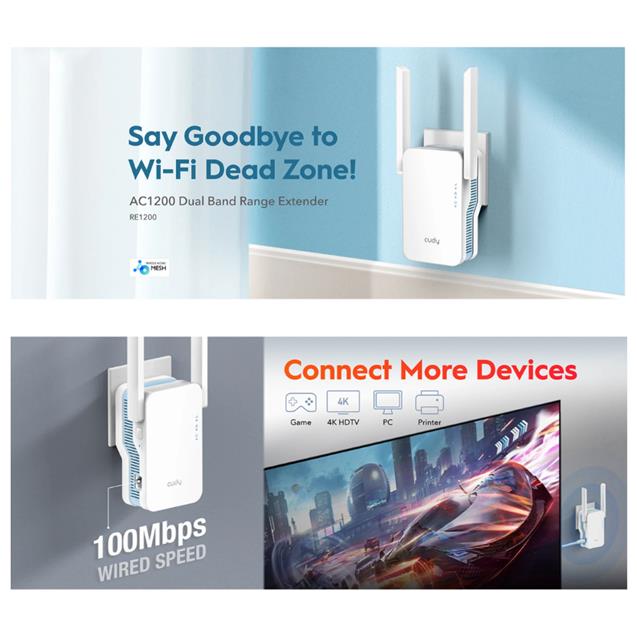 Router Cudy AC1200 WI FI Repeater Mesh (RE1200)