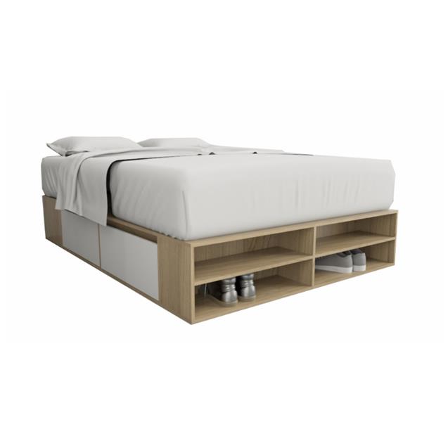 Box De Cama Tables Minimal 1,40 Mtrs  4 Cajones/Estantes Olmo/ Everest (6442)