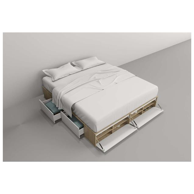 Box De Cama Tables Minimal 1,80 Mtrs 4 Cajones/2 Puertas Olmo / Everest (6444)