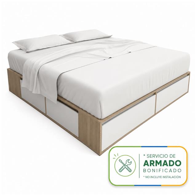 Box De Cama Tables Minimal 1,80 Mtrs 4 Cajones/2 Puertas Olmo / Everest (6444)