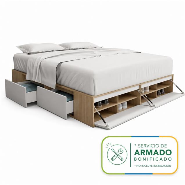 Box De Cama Tables Minimal 1,80 Mtrs 4 Cajones/2 Puertas Olmo / Everest (6444)