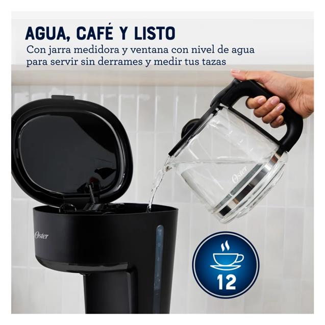 Cafetera Oster Filtro 12 Tazas Negro (DCS121B)