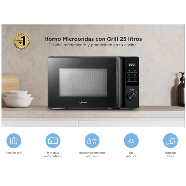 Microondas Midea 25 Lts Grill Gris (DG125GAR1)