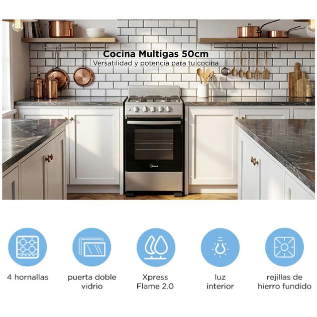 Cocina Multigas Midea 50 cm Gris (MG4P)
