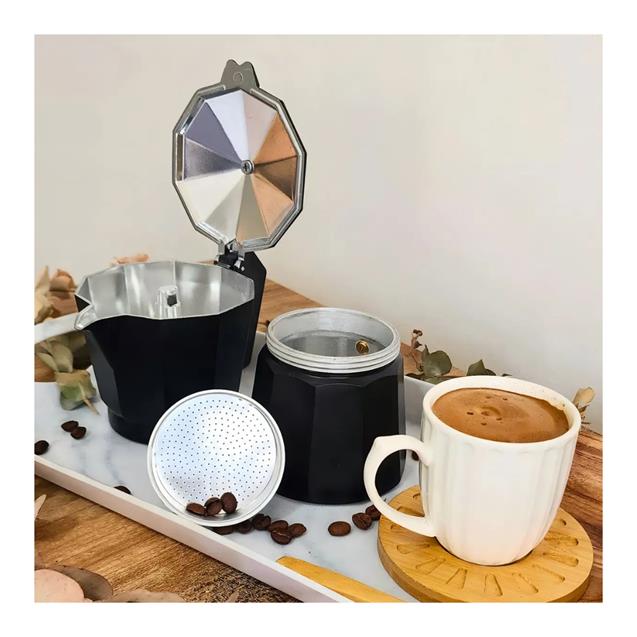 Cafetera Italiana Cristal Rock 6 Pocillos Aluminio Negro (57916715)