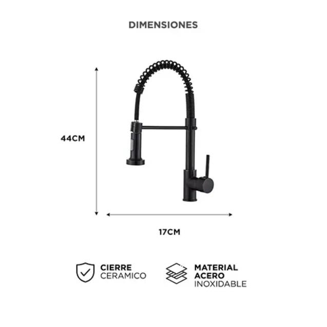 Grifería Monocomando Gadnic Flexible Doble Salida Para Cocina Negro (GRIFI023)