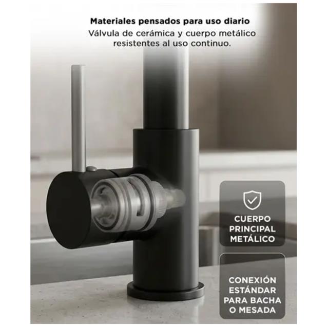 Grifería Monocomando Gadnic Flexible Doble Salida Para Cocina Negro (GRIFI023)