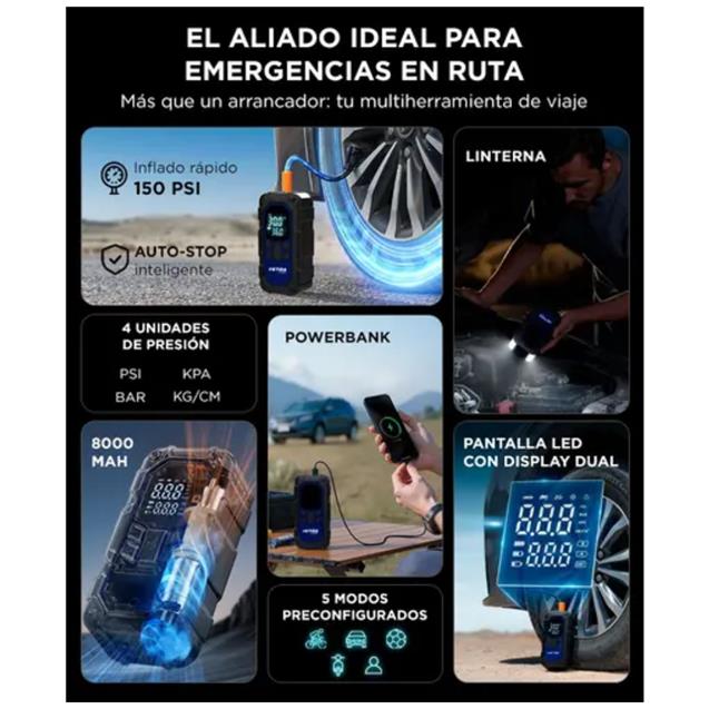 Arrancador Batería + Inflador Gadnic Av000420 12v -150psi (8000MAH)