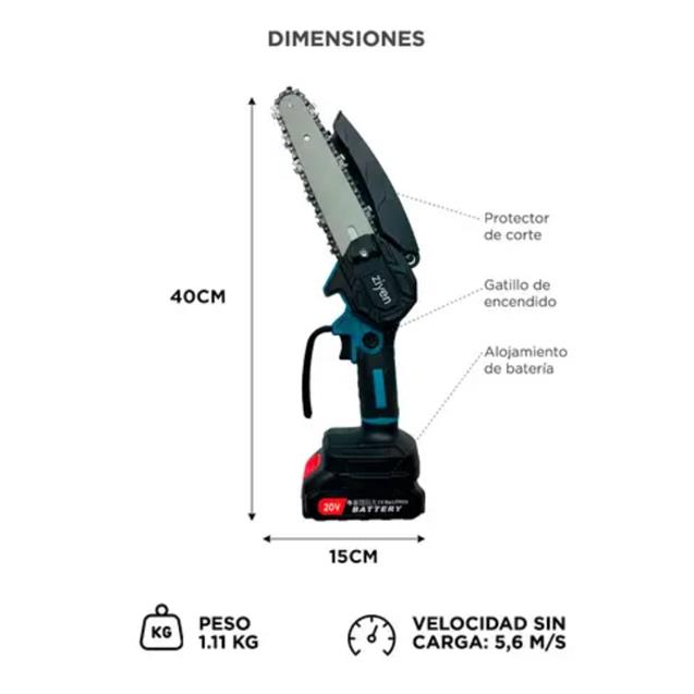 Mini Motosierra Gadnic Ziyen 2 Cadenas/ 2 Bat 20v 1.5ah Estuche (SIER0008)