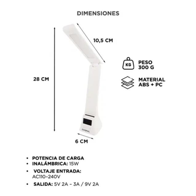 Luz Escritorio Gadnic Carga Inalámbrica (DESKL014)