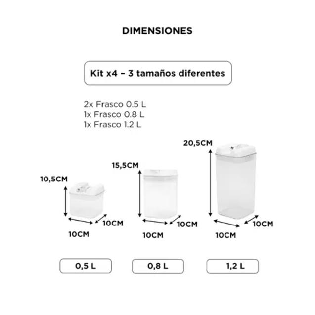 Set 4 Contenedores Gadnic Cocina Cierre Hermético (FRASKIT2)