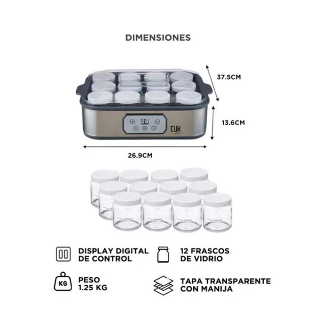 Yogurtera Gadnic 12 Frascos x 180 Ml (YOUGUR05)