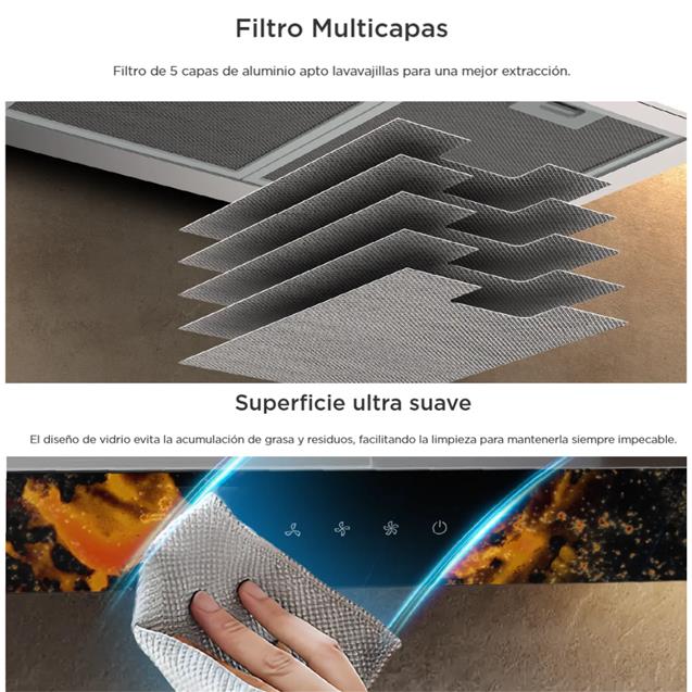 Campana Midea 60cm Luz Led/Touch Inox (RHDN60XAR1)