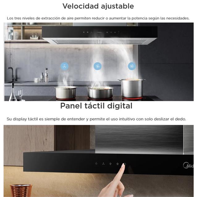 Campana Midea 60cm Luz Led/Touch Inox (RHDN60XAR1)