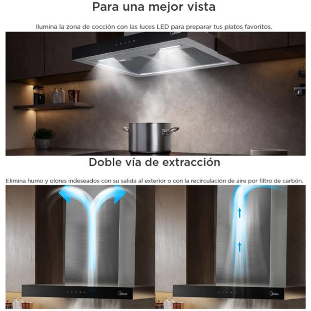 Campana Midea 60cm Luz Led/Touch Inox (RHDN60XAR1)