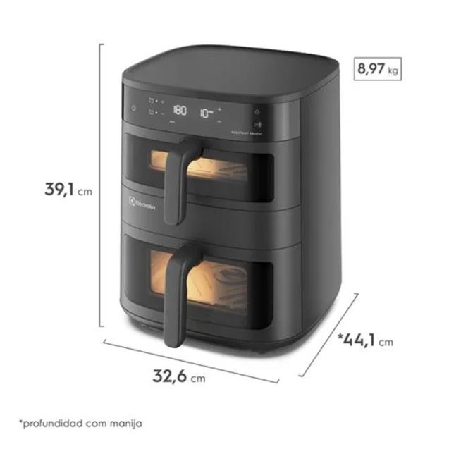 Freidora Electrolux Airfryer11lts Digital Doble Cesta (EAF190)