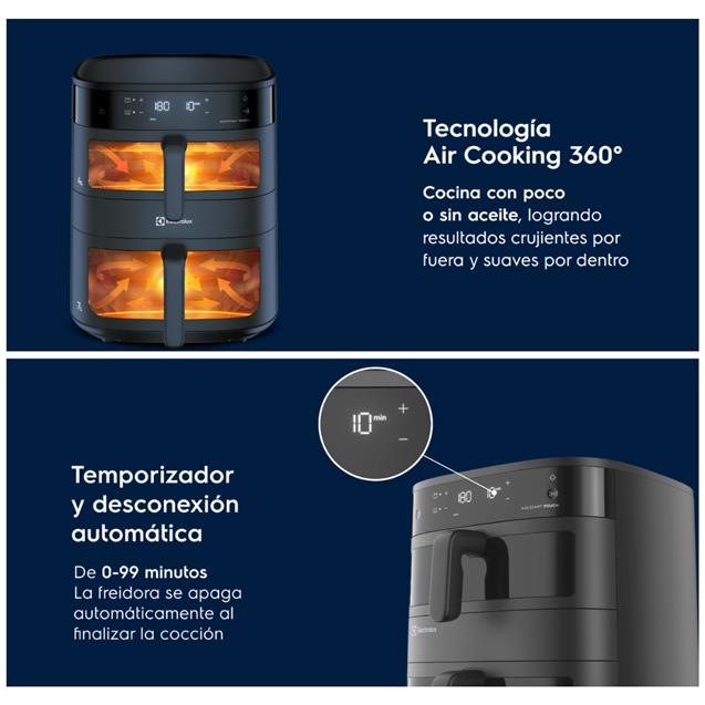 Freidora Electrolux Airfryer11lts Digital Doble Cesta (EAF190)