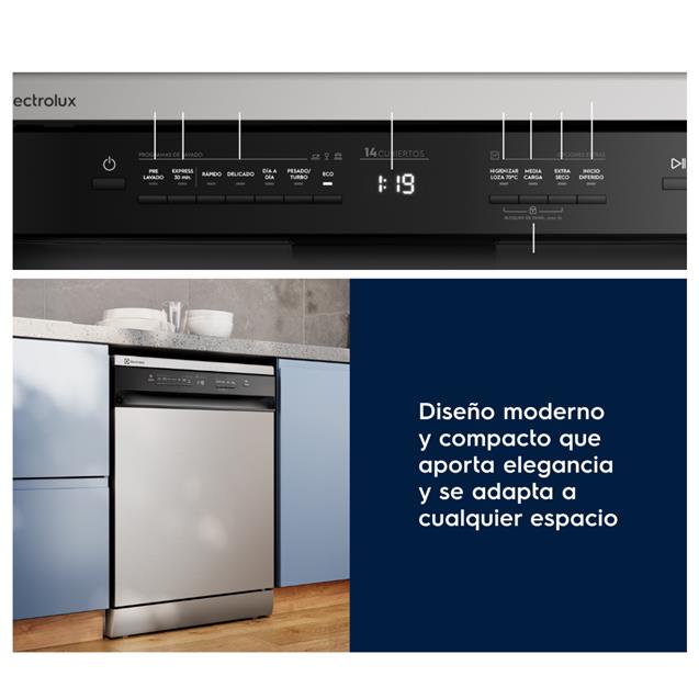 Lavavajillas Electrolux 14 Cubiertos SIlver (LS14E)