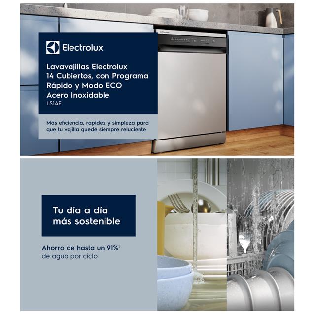 Lavavajillas Electrolux 14 Cubiertos SIlver (LS14E)