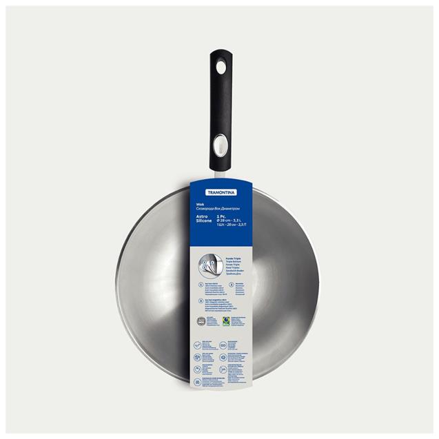 Wok Tramontina Astro Silicone Acero Inoxidable 28cm 3.3 Lts (62138-282)
